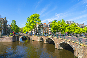 Bridges at intersection of Keizersgracht and Reguliersgracht canals, Amsterdam, The Netherlands