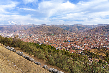 Elevated view of Cusco, UNESCO World Heritage Site, Cusco Region, Peru, South America