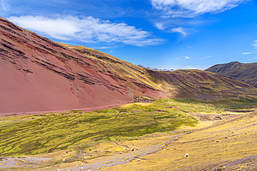 Valley in the Andes near Rainbow Mountain, Pitumarca District, Cusco (Cuzco) Region, Peru, South America, South America