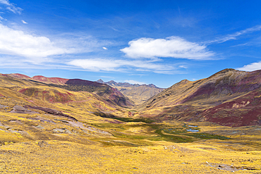 Valley in the Andes near Rainbow Mountain, Pitumarca District, Cusco (Cuzco) Region, Peru, South America, South America