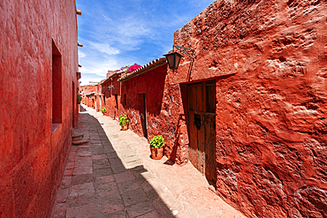 Red section of Cloister and Monastery of Santa Catalina de Siena, UNESCO World Heritage Site, Arequipa, Peru