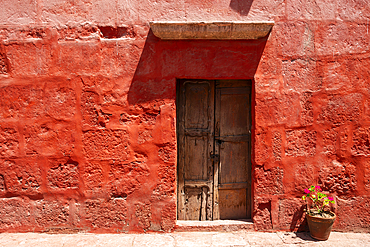 Red section of Cloister and Monastery of Santa Catalina de Siena, UNESCO World Heritage Site, Arequipa, Peru