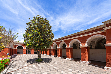 Red section of Cloister and Monastery of Santa Catalina de Siena, UNESCO World Heritage Site, Arequipa, Peru