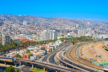 Valparaiso city seen from Mirador Baron, Valparaiso, Chile