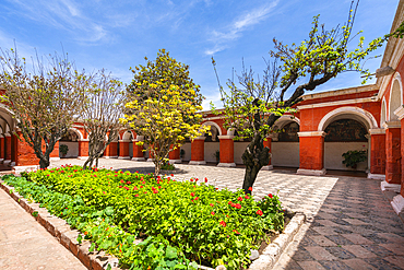 Red section of Cloister and Monastery of Santa Catalina de Siena, UNESCO World Heritage Site, Arequipa, Peru