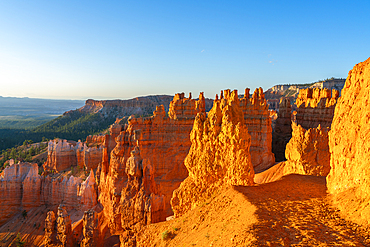 Hoodoos in Bryce Canyon amphitheater at sunrise, Sunset Point, Bryce Canyon National Park, Utah, United States of America, North America