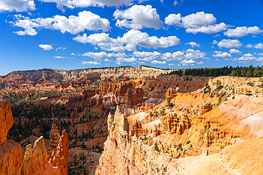 Scenic view of hoodoos and rock formations from Queens Garden Trail near Sunrise Point, Bryce Canyon National Park, Utah, United States of America, North America