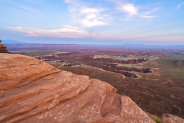 Dramatic canyon terrain at Grand View Point at dusk, Canyonlands National Park, Utah, United States of America, North America