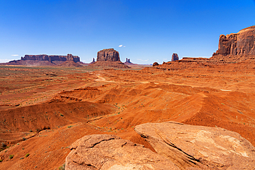 Scenic view of buttes and rock formations, John Ford Point, Monument Valley, Arizona, United States of America, North America