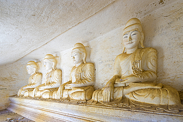 Buddha statues, Hpo Win Daung Caves (Phowintaung Caves), Monywa, Myanmar (Burma), Asia