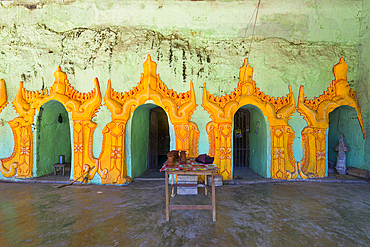 Entrances in Hpo Win Daung Caves (Phowintaung Caves), Monywa, Myanmar (Burma), Asia