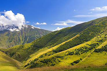 Caucasian mountains near Gergeti, Kazbegi mountains, Georgia, Central Asia, Asia