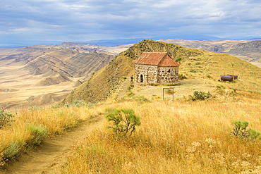 Guard house on border between Georgia and Azerbaijan near David Gareji Monastery, Udabno, Georgia, Central Asia, Asia