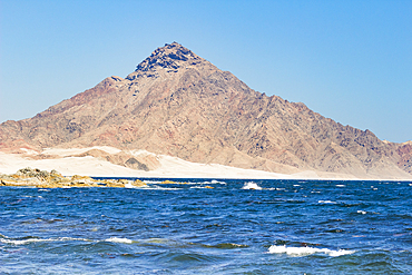 Mountain on coastline near Hasik, Dhofar Governorate, Oman, Middle East