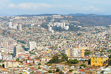 Scenic view of Valparaiso, Valparaiso, Valparaiso Province, Valparaiso Region, Chile, South America