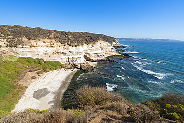 High angle view of Corral de los Perros beach, Puchuncavi, Valparaiso Province, Valparaiso Region, Chile, South America