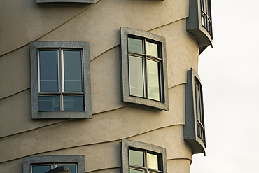 Detail of windows of Dancing House (Fred and Ginger House), Prague, Bohemia, Czech Republic (Czechia), Europe