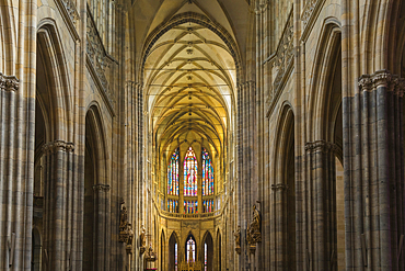 Interior of St. Vitus Cathedral, UNESCO World Heritage Site, Prague, Bohemia, Czech Republic (Czechia), Europe