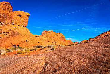 Orange rock formations near Rainbow vista, Valley of Fire State Park, Nevada, USA