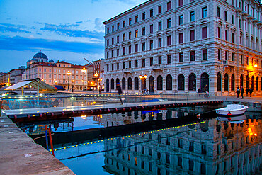 Blue hour on the Borgo Teresiano, Trieste, Friuli Venezia Giulia, Italy, Europe