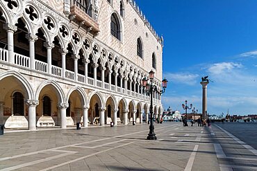 Perspective of the Doge's Palace, Piazzetta San Marco, Venice, Veneto, Italy