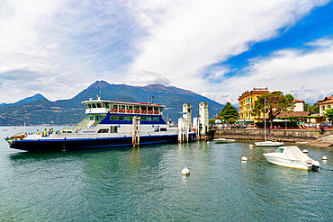 Typical boat on Lake Como, Varenna, Como, Lombardy, Italian Lakes, Italy, Europe