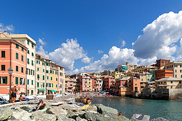 The typical Boccadasse neighborhood, Genoa, Liguria, Italy, Europe