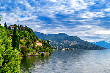 Panorama of Lake Maggiore from the gardens of Villa Taranto, Pallanza, Lake Maggiore, Verbania District, Piedmont, Italian Lakes, Italy, Europe