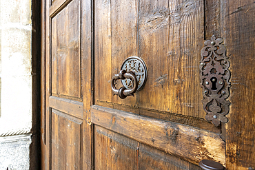 Door detail, Church of Our Lady of the Marsh, Sterzing, Sudtirol (South Tyrol) (Province of Bolzano), Italy, Europe