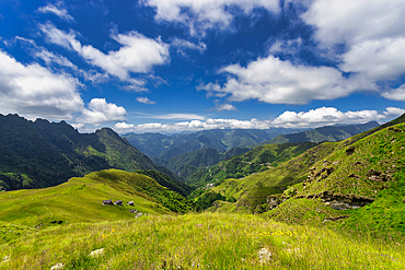 The bucolic landscape of Val Mastellone in summer, Rimella, Valsesia, Vercelli district, Piedmont, Italy, Europe