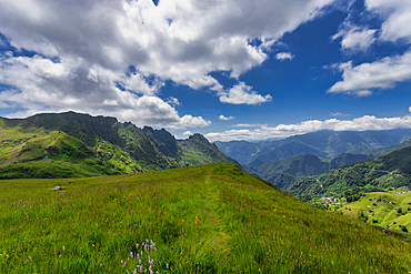 The bucolic landscape of Val Mastellone in summer, Rimella, Valsesia, Vercelli district, Piedmont, Italy, Europe