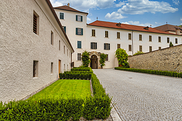 Neustift Convent courtyard, Brixen, South Tyrol, Italy, Europe