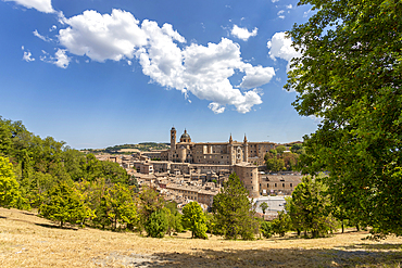 Panorama of the Cathedral, Palazzo Ducale and historic center, UNESCO World Heritage Site, Urbino, Marche, Italy, Europe