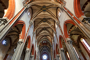 Interior of Saint Andrew Gothic Church, century XIII, Vercelli, Piedmont, Italy, Europe