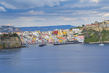 The colorful village of Marina Corricella, Procida island, Tyrrhenian Sea, Naples district, Naples Bay, Campania region, Italy, Europe