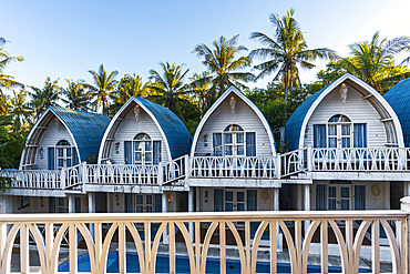 Traditional sea cottages on the Indonesian island of Gili Trawangan, Gili Islands, West Nusa Tenggara, Pacific Ocean, Indonesia, Southeast Asia Asia