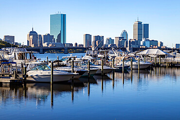 Boston Skyline with Boats in Marina