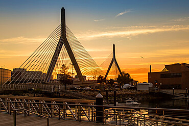 Boston Zakim Bunker Hill Memorial Bridge Sunset