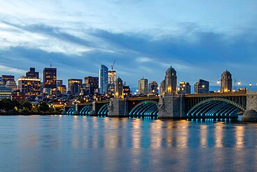 Boston Longfellow Bridge at Dawn