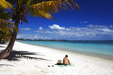 Girl on beach, Trou Aux Biches, Mauritius, Indian Ocean, Africa