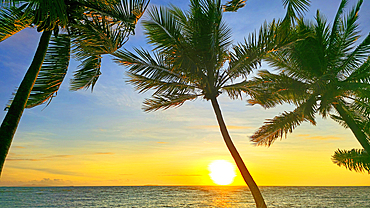 Sunset from First Landing Beach Resort, near Nadi, Viti Levu, Fiji, South Pacific