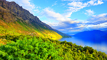 Autumn evening, Lake Wakatipu, near Queenstown, South Island, New Zealand
