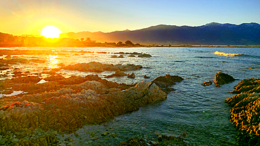 Sunset, Tasman Bay near Nelson, South Island, New Zealand