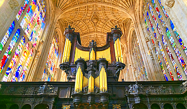 King's College Chapel interior, Cambridge, England, UK