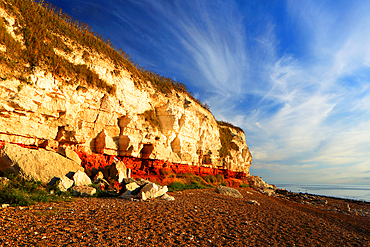 Hunstanton Cliffs (Cretaceous chalk and carstone), Hunstanton, Norfolk, England, UK