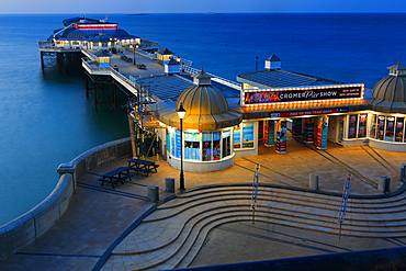 Cromer Pier at dusk, summer evening, Norfolk, England, UK