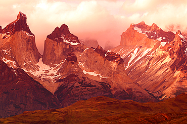 Torres and Cuernos, Torres del Paine National Park, Patagonia, Chile, South America