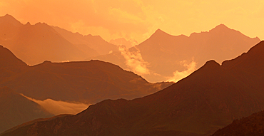 Panoramic views of the Pyrenees from Col Du Tourmalet 2115metres, France