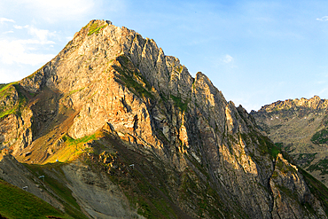 Panoramic views of the Pyrenees from Col Du Tourmalet 2115metres, France