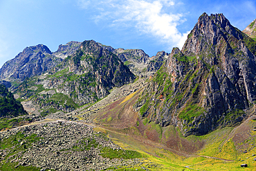 Panoramic views of the Pyrenees from Col Du Tourmalet 2115metres, France